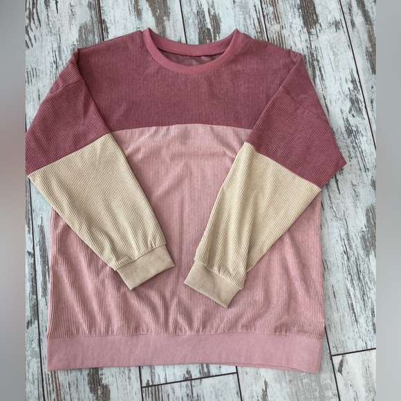 Color Block Ribbed Oversized Corduroy-Feel Pullover - Small - Picture 14 of 16